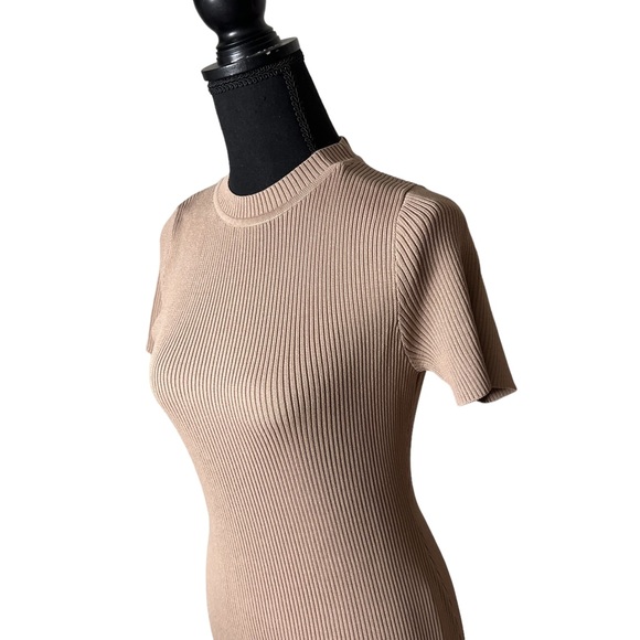 ew Sonia Taupe color short sleeve knit midi dress size M - Picture 2 of 5